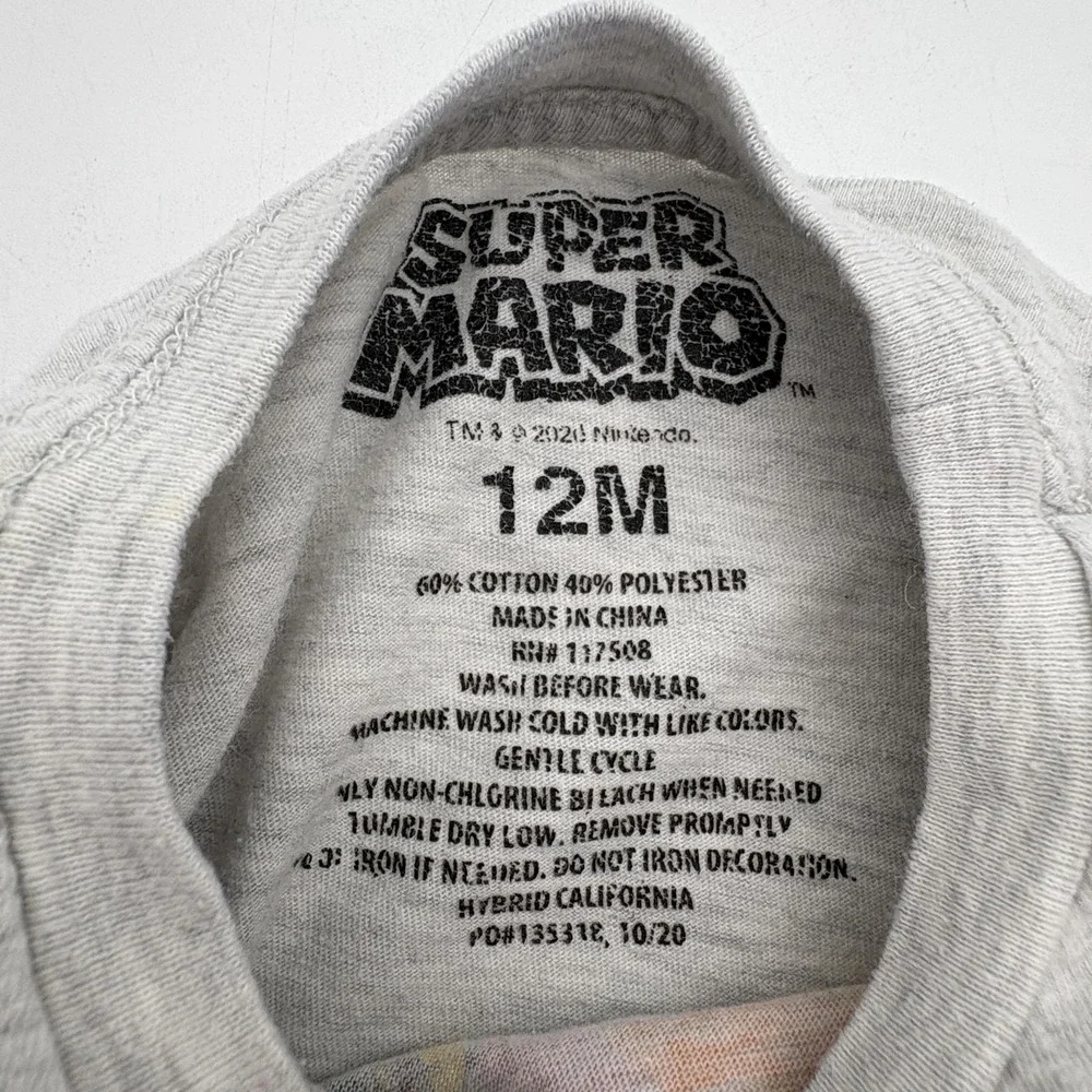 Super Mario Shirt Boys 9-12M Gray Yoshi Here We Go 85 Graphic‎ Print Tee Top